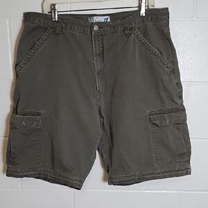 Olive Green Cargo Shorts with Relaxed Fit and Belt Loops 100% Cotton